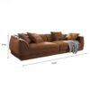 Nordic Modern Sofa With Detachable Pillowcase, French Velvet Fabric, Solid Wood Frame, High Density Sponge Filling - Camel - Image 3