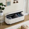 Faux Fur Flip Top Storage Bench With Metal Legs, Wide, Bed End Stool Foot Rest - Beige - Image 5