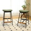 Modern Bar Stools Comfortable & Stylish Counter Height And Bar Height Bar Stools, Soft Fabric Upholstered, Backless For Kitchen, Dining Room Bar Chairs (Set of 2) - Green - Image 2