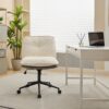 Oversize Seat Cirss Cross Chair With Wheels, Elegant Design Computer Chair, Adjustable Height 360 Degree Rolling Swivel Home Office Chair For Small Space, Dressing Room, Living Room - Dark Gray / White - Image 20