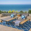 Waterloo - Chaise Lounge With Attached Wood Side Table (Set of 2) Adjustable Eucalyptus Wood And - Gray / Black - Image 6