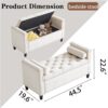 Storage Bench, Queen Velvet Button Bedside Bench, Entryway Living Room With Armrests, Nailhead Trim, Upholstered Bedroom Bench, Bedside Ottoman, Living Room, Entryway - Cream - Image 6
