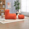 Fluffy Bean Bag Chair, Comfortable Bean Bag For Adults And Children, Super Soft Lazy Sofa Chair With Memory Foam And Ottoman, Indoor Modern Focus Bean Bag Chair For Living Room, Bedroom, Apartment - Red - Image 3