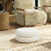 Homary - Floor Cushion Footrest Ottoman - Ivory White - Image 5