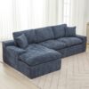 Cloud Sectional Sofa Upholstered Sofa Couch With Double-Layer Cushion And Side Pockets - Blue - Image 3