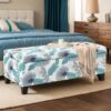Charming Floral Storage Ottoman With Upholstered Fabric And Wood Frame - Flower - Image 6