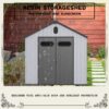 1 Resin Plastic Storage Shed For Backyard Garden With Spire Tool Storage - Black / Gray - Image 9
