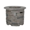 Transitional Outdoor 32" Round Propane Fire Pit Table, Lightweight Concrete Construction - Stone Gray - Image 2