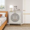 3 Drawer Cabinet With Hollow Carved 3 Drawer Dresser Storage Chest With Metal Handles For Entryway Living Room Bedroom - Beige - Image 3