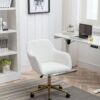 Modern Teddy Fabric Material Adjustable Height 360 Revolving Home Office Chair With Gold Metal Legs And Universal Wheel For Indoor - White - Image 13