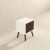 Caroline - Mid-Century Modern Style White Night Stand 2 Drawer - Dark Brown / White - Image 4