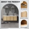 Original 60" Wall Mounted Bathroom Vanity With Double Resin Sink And Soft Closing Doors Plywood - Oak - Image 7