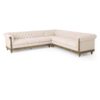 Comfy Large Sectional Sofa With Wooden Legs, Retro Style For Living Room - Beige - Image 2