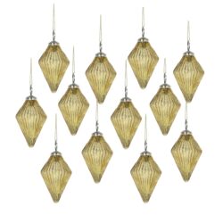 Christmas Ornaments, Glass Decorative Hanging Ball Christmas Tree Ornaments For Holiday Party Decorations (Set of 12) - Gold