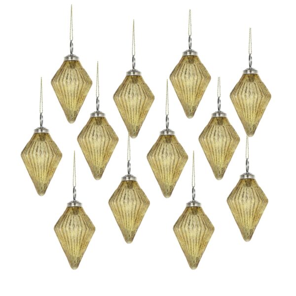 Christmas Ornaments, Glass Decorative Hanging Ball Christmas Tree Ornaments For Holiday Party Decorations (Set of 12) - Gold