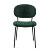 Boucle Dining Chairs, Modern Dining Room Chairs With Black Metal Legs, Armless Kitchen Chair For Dining Room, Living Room (Set of 4) - Dark Green - Image 5