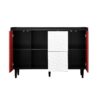 Sideboard Buffet Cabinet With Doors And Unique Panel Styling - Black / Red - Image 22