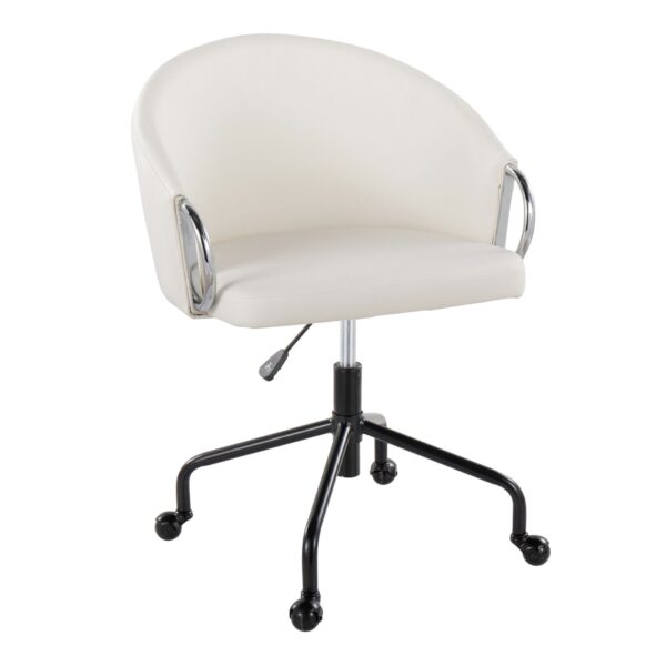Claire - Contemporary / Glam Task Chair - Black / White / Silver
