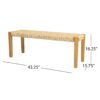 Angie - Bench Outdoor Seating Acacia Wood Faux Rattan - Teak - Image 4