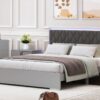 4 Piece Bedroom Sets Queen Size Upholstered Bed With LED Lights, Mirrored Nightstands And Dresser With Metal Handles And Legs - Gray - Image 15