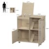 Wood 4 Tier Hamster Cage With Windows And Storage Cabinet - Teak - Image 3