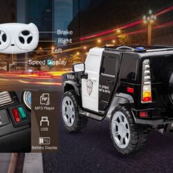 12V7A 30W*2 Four-Wheel Drive Leather Seat One Button Start, Forward And Backward, High And Low Speed, Music, Front Light, Power Display, Two Doors Can Open, 2.4G R / C, Seat Belt Four Wheel Absorber - Black