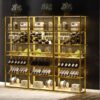 LED Tall LED Tall Wine Rack Freestanding Floor, 7 Tier Wine Baker Rack With Glass Holder & Wine Storage, Industrial Wine Display Shelf Wine Bar Cabinet For Bar - White / Gold - Image 13
