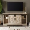 Farmhouse Sliding X Barn Door 58" TV Stand For 65" TVs - Gray Wash - Image 5