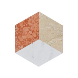 Hexagon Water Jet Marble Tiles For Floor And Wall Polished Stone - Red / White / Gold