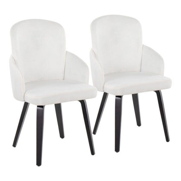 Dahlia - Contemporary Dining Chair (Set of 2) - Black / Cream - Velvet