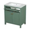 Bathroom Vanity With Ceramic Sink, Modern Single Bathroom Cabinet With 2 Doors And A Shelf, Soft Close Doors - Green - Image 17
