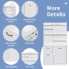 Bathroom Storage Cabinet With Tilt Out Hamper, Tall Free Standing Organizer With Drawers & Adjustable Shelves, Linen Tower With Steel Handles - White - Image 8