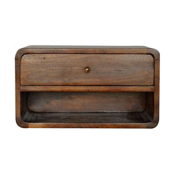 Curve Floating Bedside Table - Chestnut