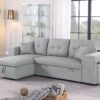 Daniel - Upholstered Reversible Sectional With Pull Out Loveseat - Light Gray - Image 4