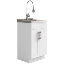 Hennessy - Deluxe Laundry Cabinet With Faucet And Stainless Steel Sink - White