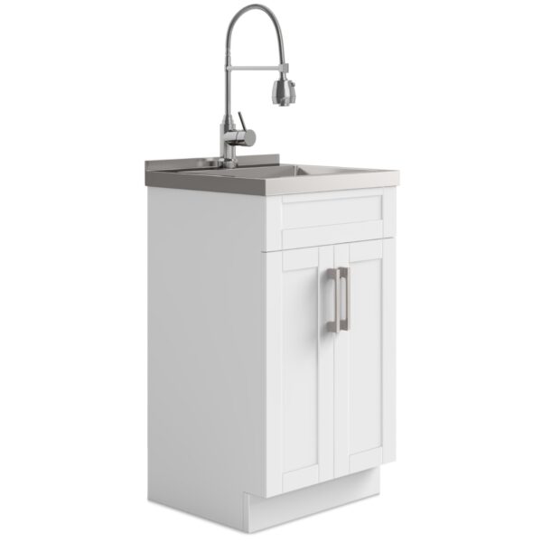 Hennessy - Deluxe Laundry Cabinet With Faucet And Stainless Steel Sink - White