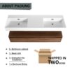 Modern Wall Mounted Bathroom Vanity With Dual Resin Sink And Soft Close Drawers - Brown Ebony - Image 9
