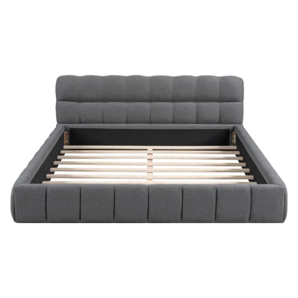 Queen Size Upholstered Platform Bed With Thick, Grounded Bed With Solid Frame - Gray