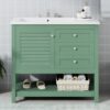 Bathroom Vanity With Undermount Sink, Free Standing Vanity Set With 2 Drawers & Soft Closing Doors, Bathroom Storage Cabinet With Feet - Green - Image 19