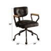 Hallie - Top Grain Leather Office Chair - Vintage Black - Image 6
