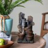 Water Fountain With Antique Water Pump Design And LED Light - Brown / Gray - Image 7