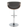 Curvo - Mid-Century Modern Adjustable Barstool With Swivel With Straight T Footrest (Set of 2) - Chrome / Walnut / Charcoal - Image 5