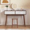 Rustic Entryway Console Table With Carved Panel Drawers And Wood Legs - Natural - Image 7