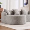 Compression Sofa: Combining Chaise Longue With 3 Seater, Wood Grain Chenille Fabric, Full Sponge Compression Sofa, Combined Sofa With 4 Pillows For Living / Home Furniture / Apartment - Gray - Image 39