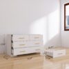Large 6 Drawers Chest Of Drawer Dressers Table With Golden Handle - White - Image 4
