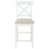 Solid Wood Farmhouse Counter Height Dining Table Set With 3 Tier Storage Shelves, Upholstered Dining Chairs For 4, 5 Piece - White - Image 15