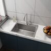 24" Stainless Steel Washing Sink With Faucet Hoses And Drain Head Only (Update) - Silver - Image 9