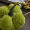 Velvet Weighted Pumpkin With Resin Stem Apple, Pumpkin Ornament Decor For Holiday Harvest Festival Fall Festival & Thanksgiving (Set of 2) - Green - Image 4