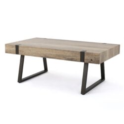 Abitha - Coffee Table With Industrial Powder Coated Metal Legs - Canyon Gray