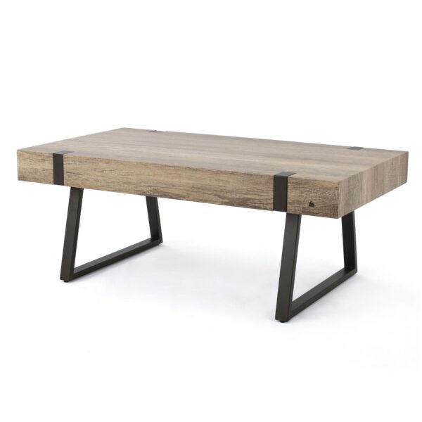 Abitha - Coffee Table With Industrial Powder Coated Metal Legs - Canyon Gray